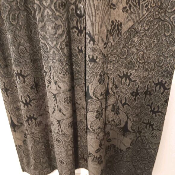 Vtg Laura Ashley Sz L Button-Front Midi Dress Olive Black Mixed Floral... - Picture 4 of 13